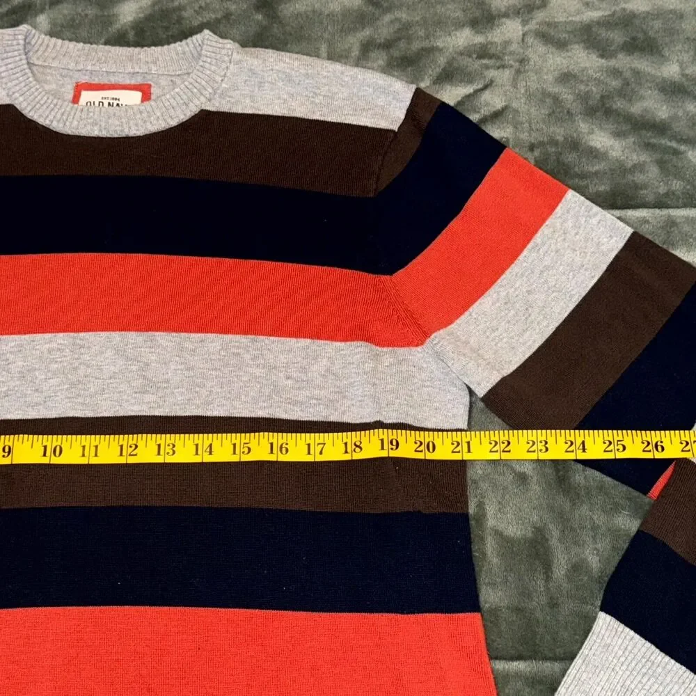 Old Navy Sweater Men's Large Multicolor Striped 100% Cotton Long Sleeve Pullover